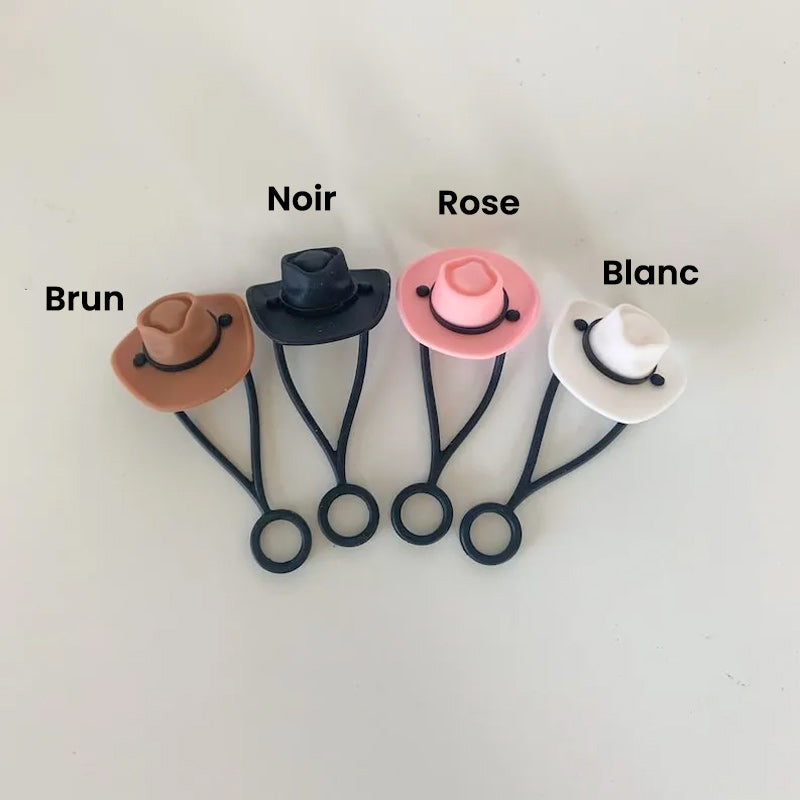 Chapeau de cowboy en silicone, couvre-paille, capuchon