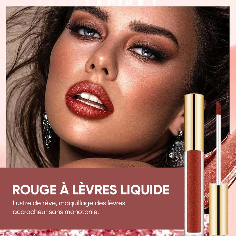 Rouge à lèvres à paillettes de diamant liquide métallisé