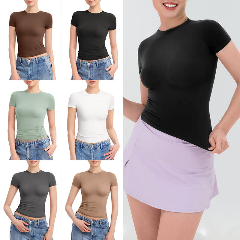 T-shirt slim femme manches courtes