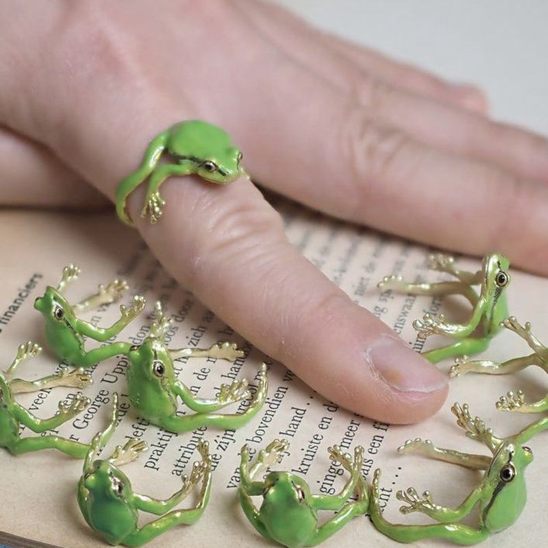 Bague et boucles d'oreilles mignonnes avec grenouille arboricole