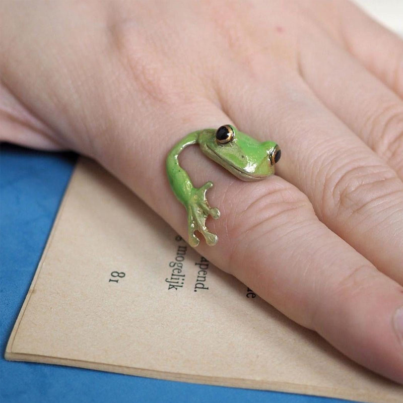 Bague et boucles d'oreilles mignonnes avec grenouille arboricole