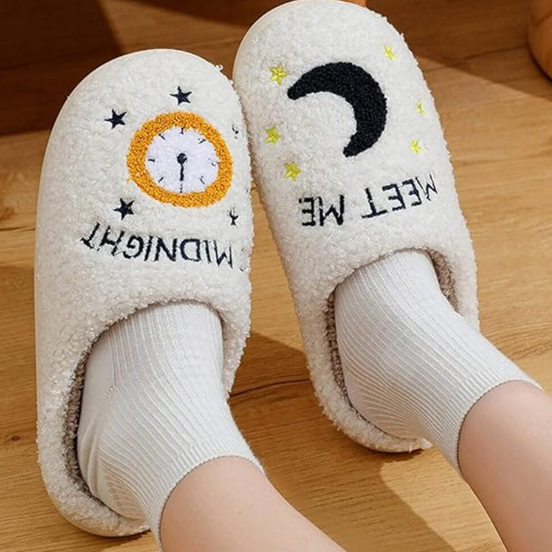 Chaussons en Peluche avec Imprimé de Dessin Animé