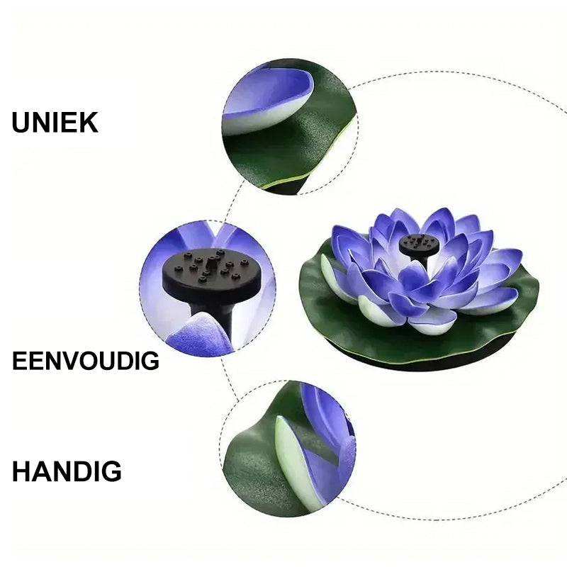 Lotusvormige zonne-fonteinvijver decoratief