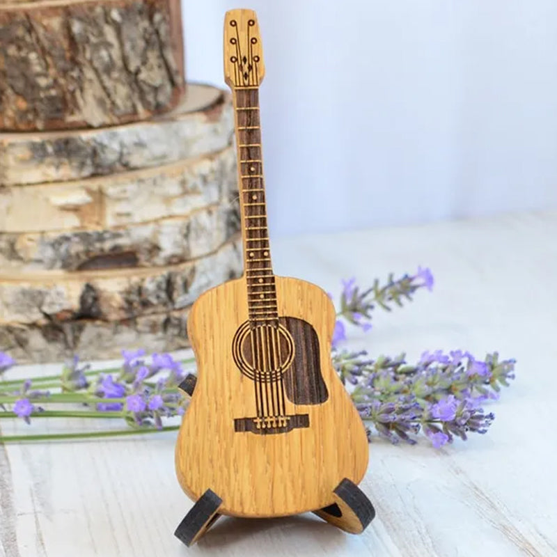 Boîte à médiators en bois pour guitare acoustique