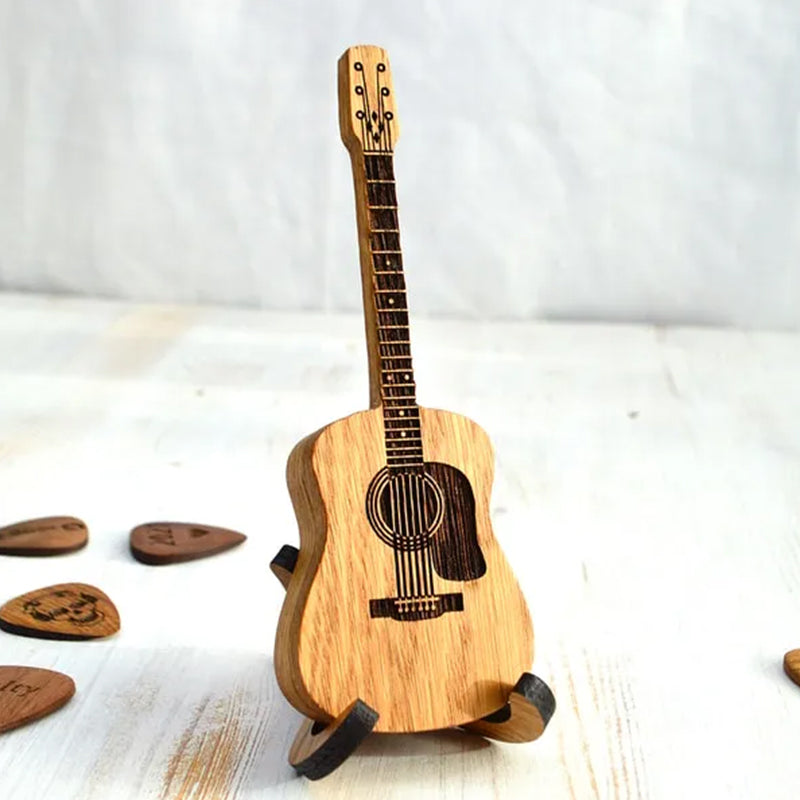 Boîte à médiators en bois pour guitare acoustique