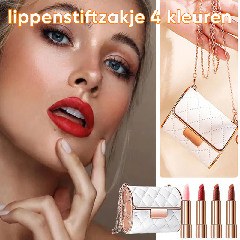 Fluwelen lippenstiften met kettingzakje