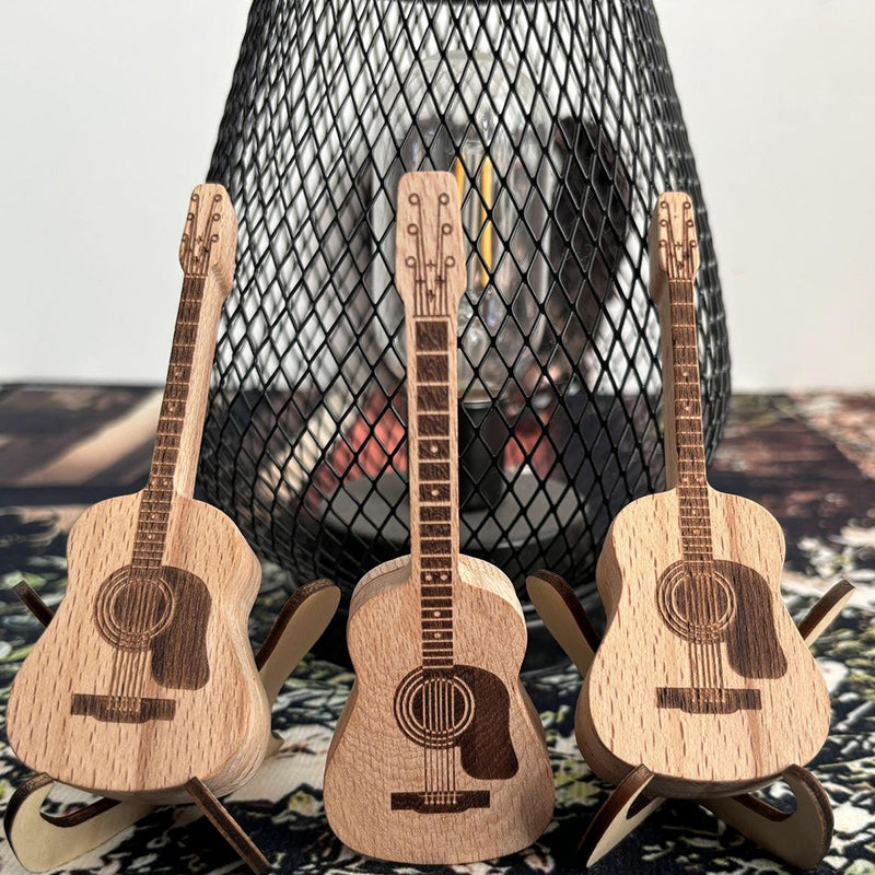 Boîte à médiators en bois pour guitare acoustique