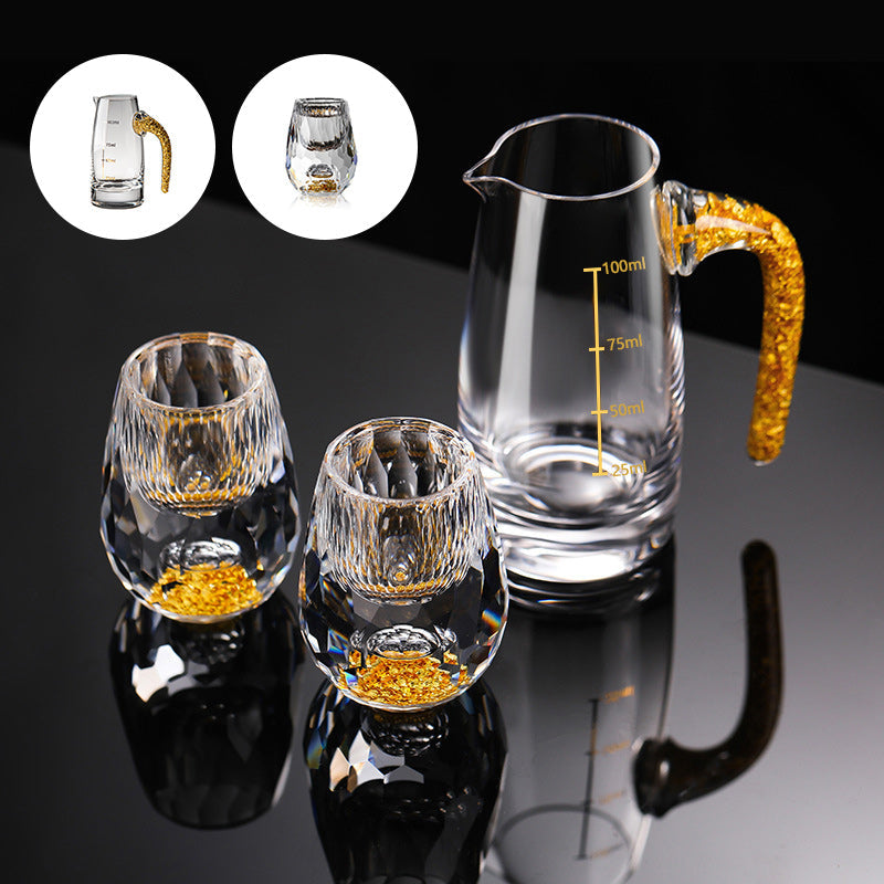 3D Gletsjer Whiskey Glas Beker Kristal Goudfolie Shotglazen