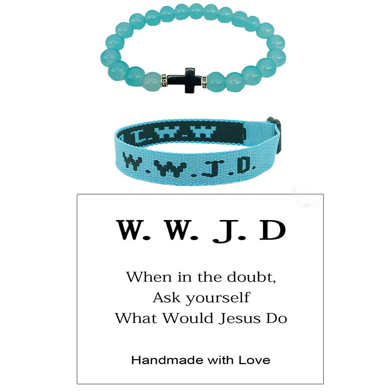 Ensemble de Bracelets Croisés WWJD en Perles