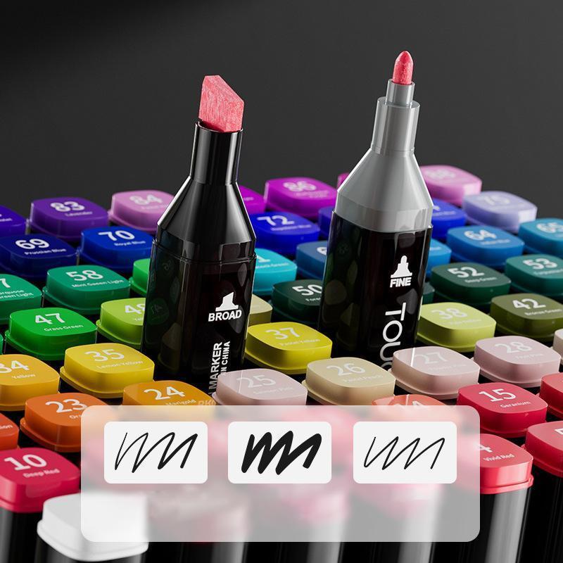 80 kleuren Premium Dual Tip Markers Set met draagtas