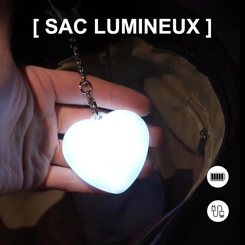 Porte-clés lumineux à LED en forme de cœur