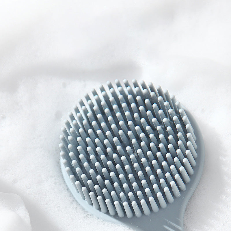 Brosse de massage pour le bain en silicone à long manche