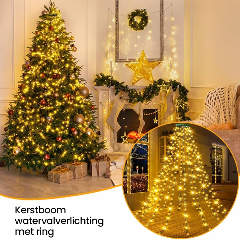 Kerstboom watervalverlichting met ring