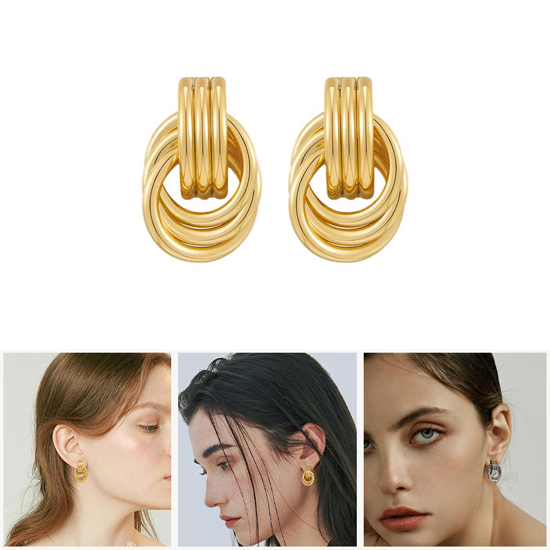 Boucles d'oreilles créoles multicouches pour femme