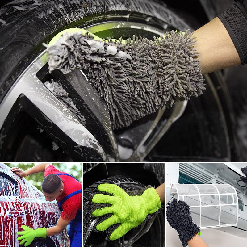 Gants de lavage de voiture double face à cinq doigts