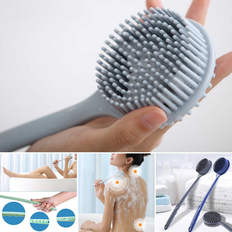 Brosse de massage pour le bain en silicone à long manche