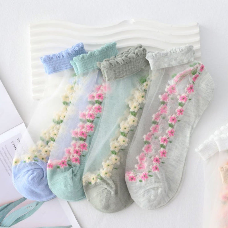 Chaussettes respirantes à motif floral d'été