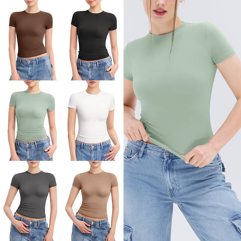 T-shirt slim femme manches courtes