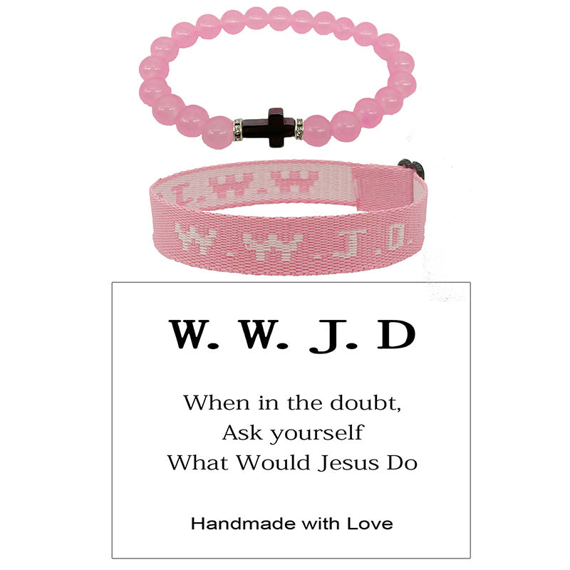 Ensemble de Bracelets Croisés WWJD en Perles