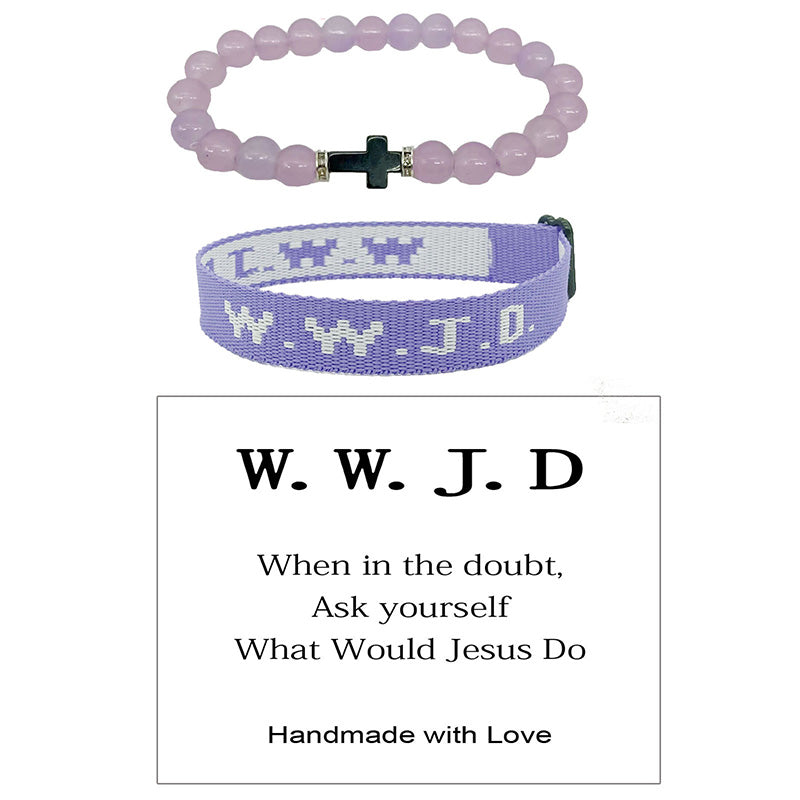 Ensemble de Bracelets Croisés WWJD en Perles