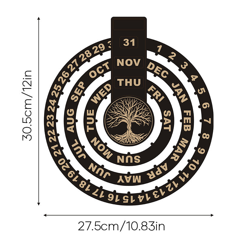 Calendrier perpétuel circulaire rotatif en bois