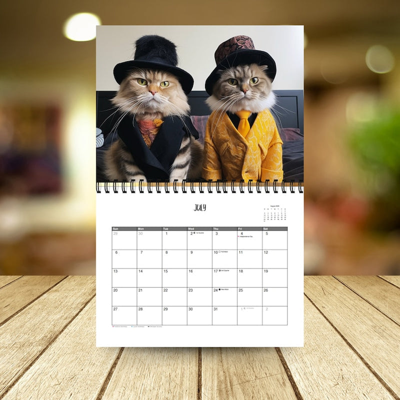 Calendrier/cadeau élégant pour chats 2025 pour les amoureux des chats