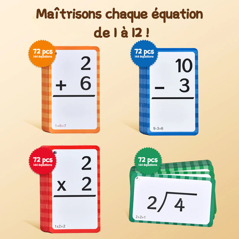 Cartes flash de mathématiques et tableau de fidget pop