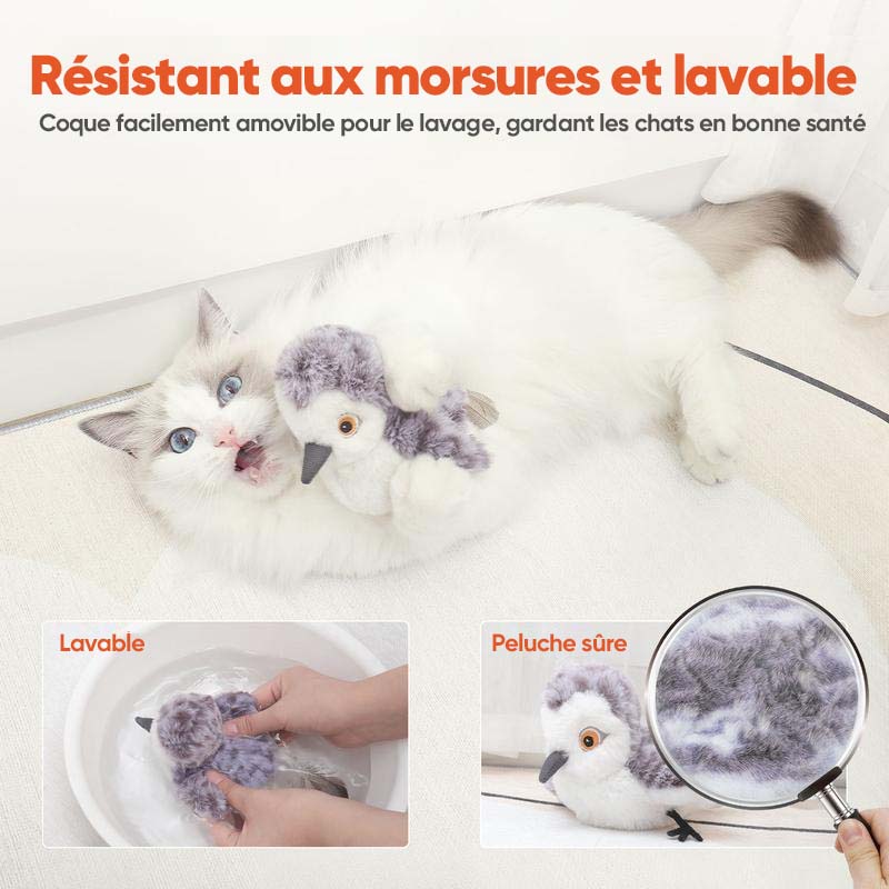 Jouets d'exercice rechargeables et interactifs pour chat, oiseau réaliste