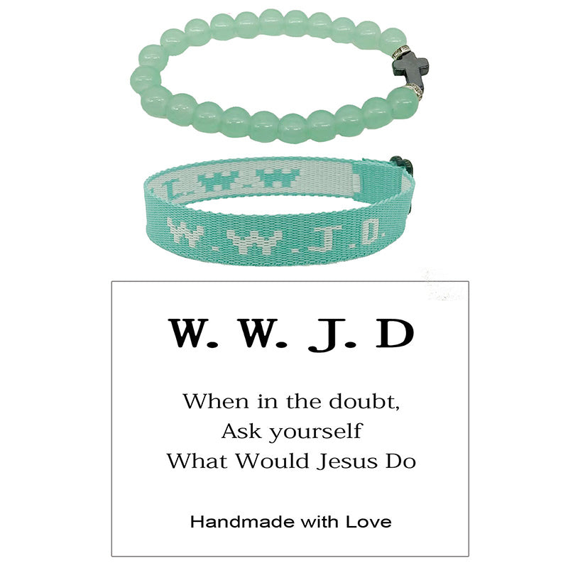 Ensemble de Bracelets Croisés WWJD en Perles