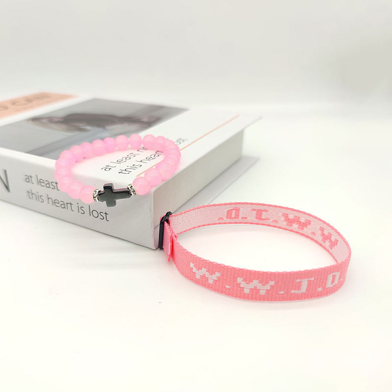 Ensemble de Bracelets Croisés WWJD en Perles