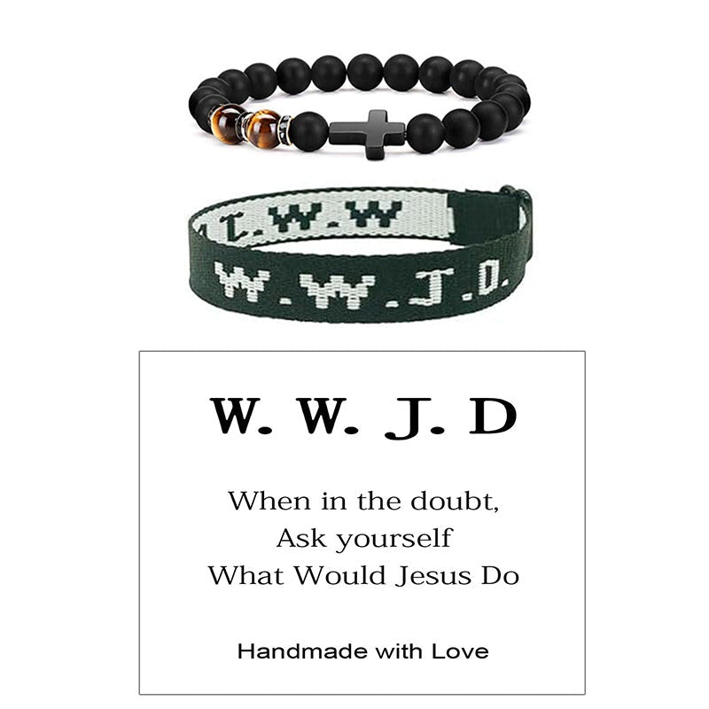 Ensemble de Bracelets Croisés WWJD en Perles