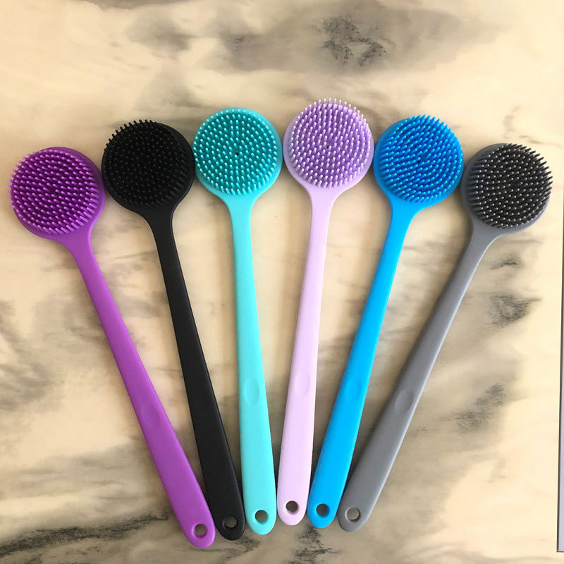 Brosse de massage pour le bain en silicone à long manche