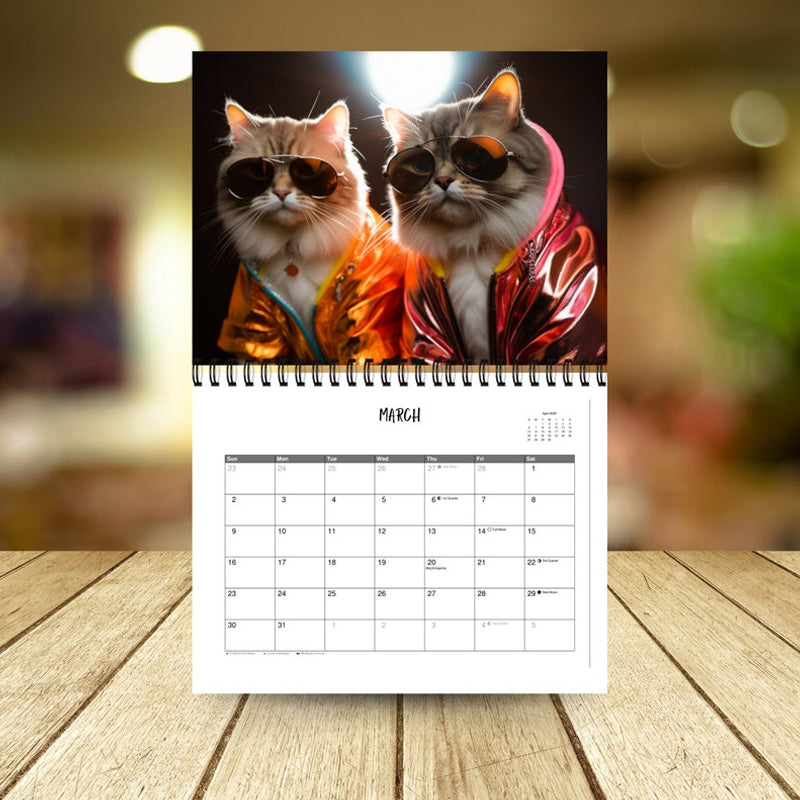 Calendrier/cadeau élégant pour chats 2025 pour les amoureux des chats