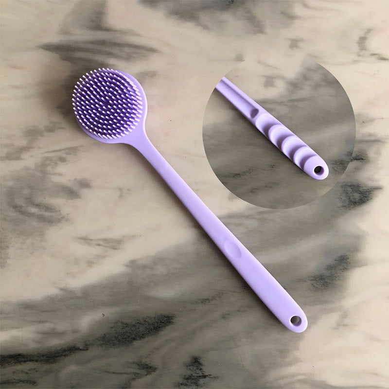 Brosse de massage pour le bain en silicone à long manche