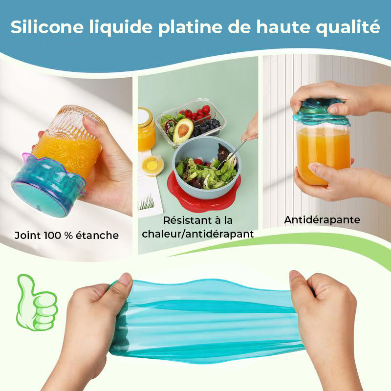 Couvercle extensible en silicone pour bac à légumes de cuisine