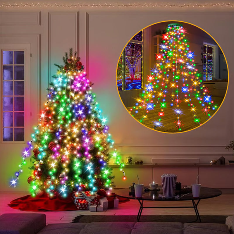 Kerstboom watervalverlichting met ring