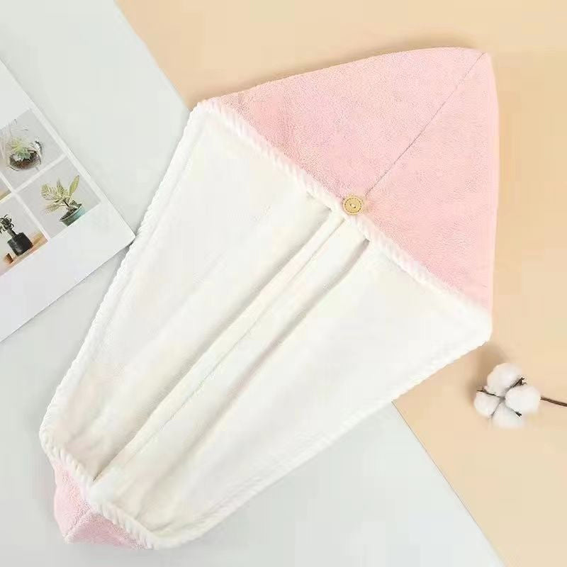 Bonnet de cheveux à séchage rapide en velours corail double couche