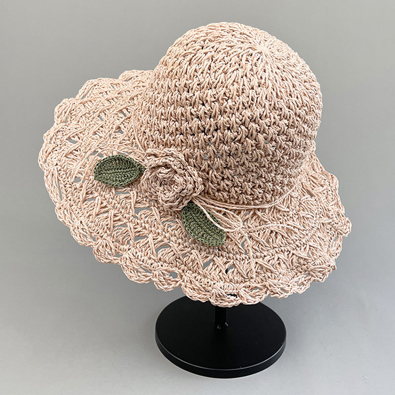 Elégant chapeau de paille en crochet avec volants