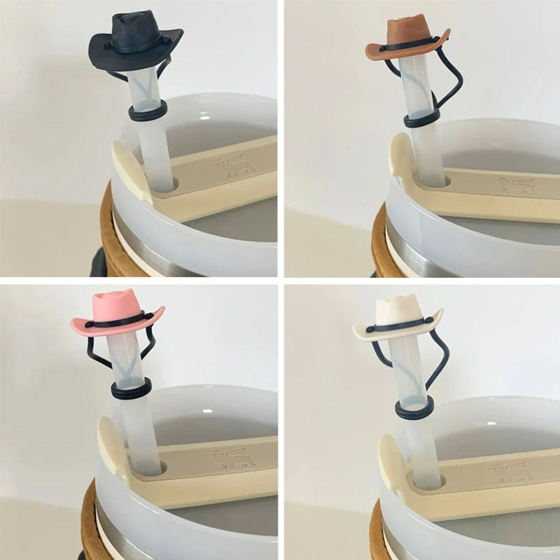 Chapeau de cowboy en silicone, couvre-paille, capuchon