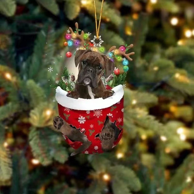 Ornement de Chien Mignon en Forme de Chaussette de Noël