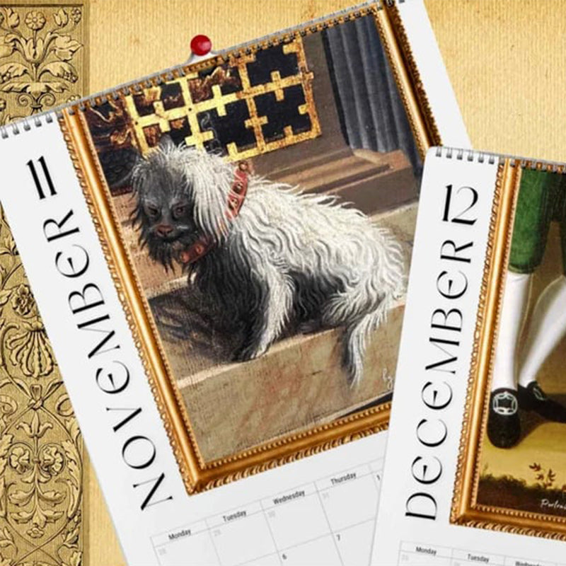 Calendrier mensuel 2024 Peinture Renaissance Chiens laids