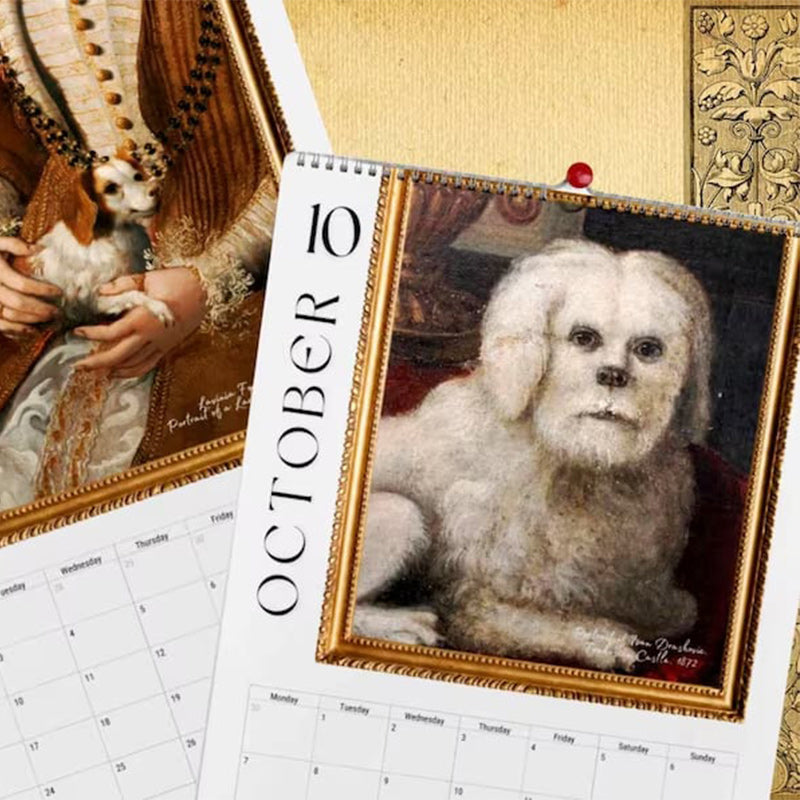 Calendrier mensuel 2024 Peinture Renaissance Chiens laids