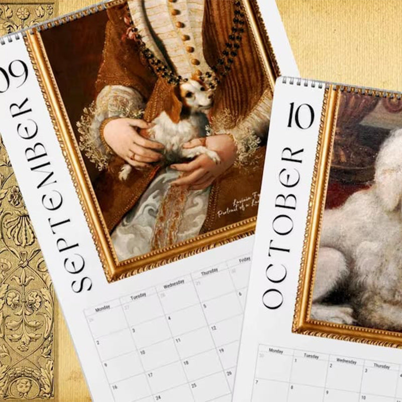 Calendrier mensuel 2024 Peinture Renaissance Chiens laids