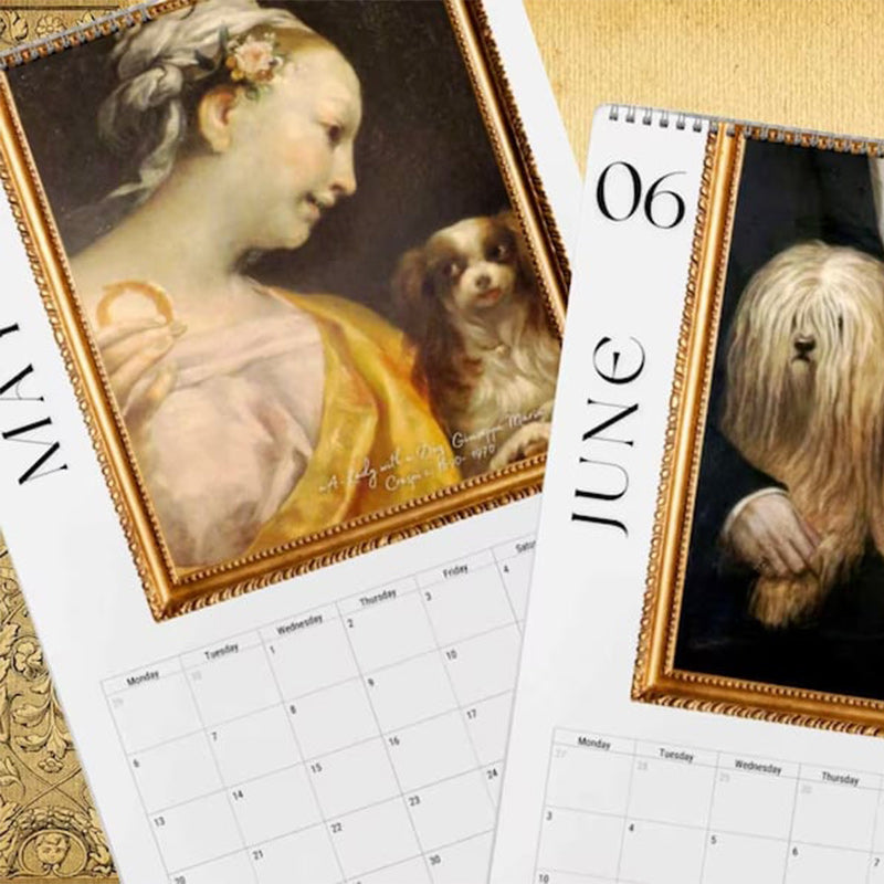 Calendrier mensuel 2024 Peinture Renaissance Chiens laids