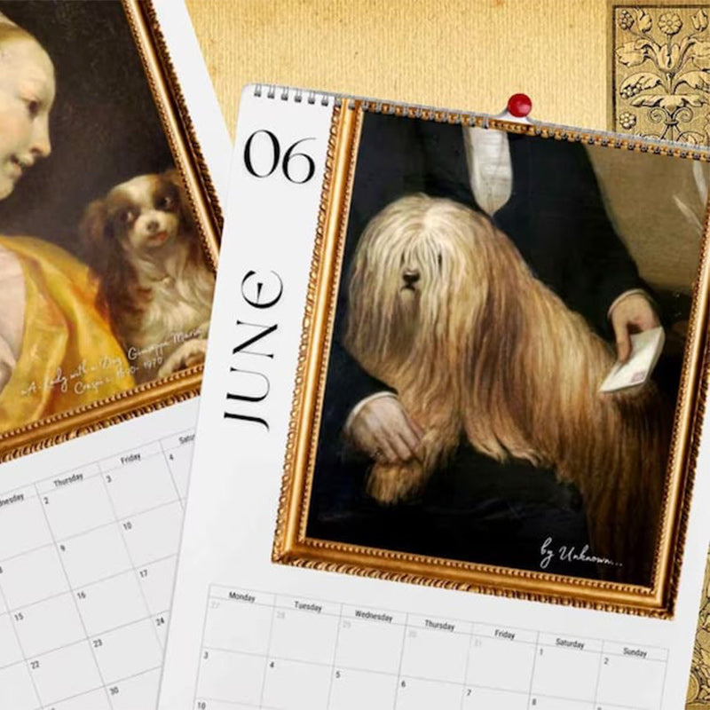 Calendrier mensuel 2024 Peinture Renaissance Chiens laids