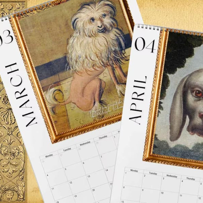 Calendrier mensuel 2024 Peinture Renaissance Chiens laids