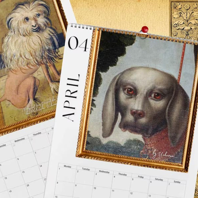 Calendrier mensuel 2024 Peinture Renaissance Chiens laids