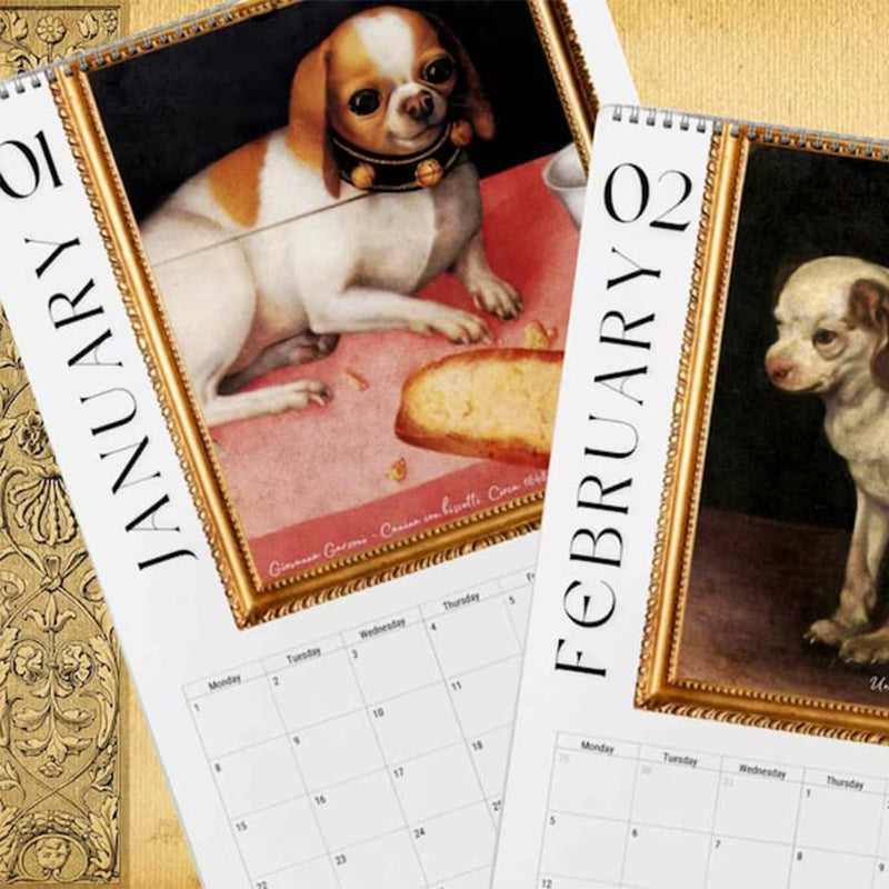 Calendrier mensuel 2024 Peinture Renaissance Chiens laids