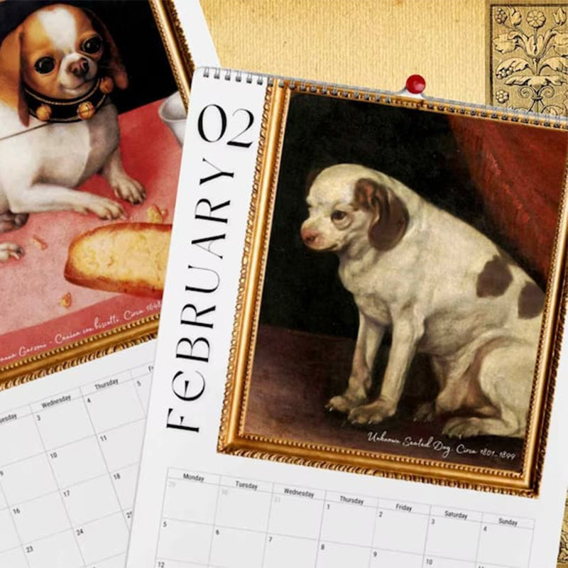 Calendrier mensuel 2024 Peinture Renaissance Chiens laids