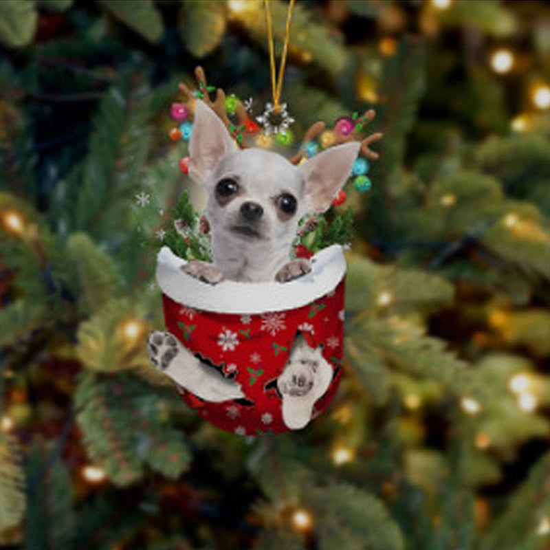 Ornement de Chien Mignon en Forme de Chaussette de Noël